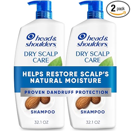 Head & Shoulders Dry Scalp Care Anti-Dandruff Shampoo Twin Pack, 72-Hour Protection, Almond Oil, 32.1 fl oz Each