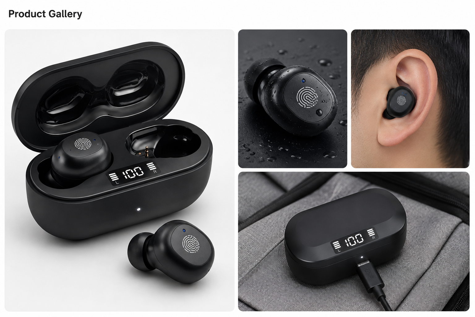 Wireless Bluetooth Earbuds Product Gallery