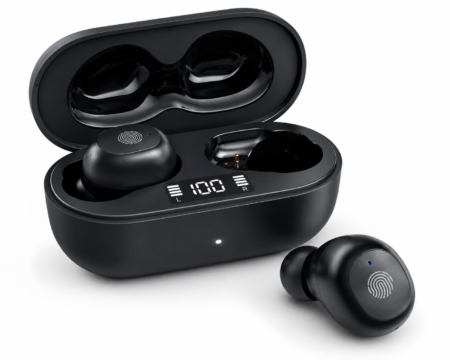 Black Wireless Bluetooth Earbuds with Charging Case